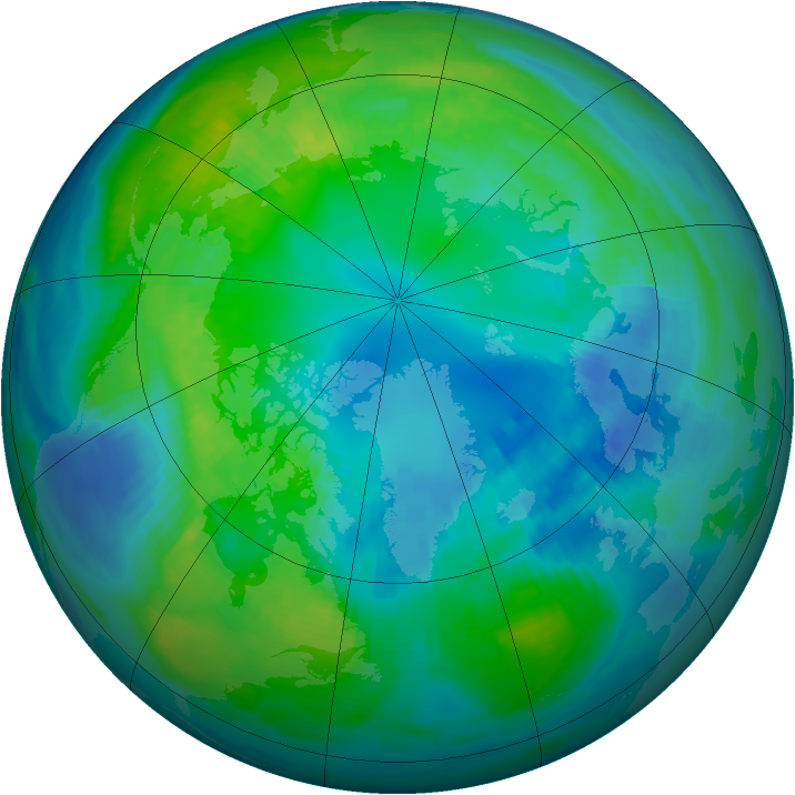 Arctic ozone map for 21 October 1988